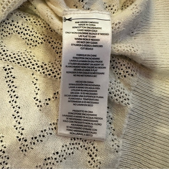 Joie XL Ivory Patterned Women's Lightweight Sweater - Picture 7 of 8